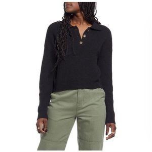 BP. Nordstrom-Ribbed Long Sleeve-Cropped Polo Sweater Size:Medium